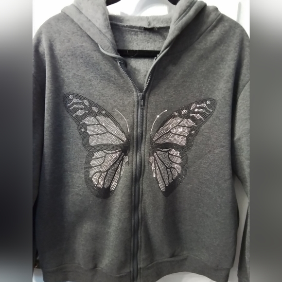 Charcoal grey butterfly hoodie 🦋 - Picture 1 of 3